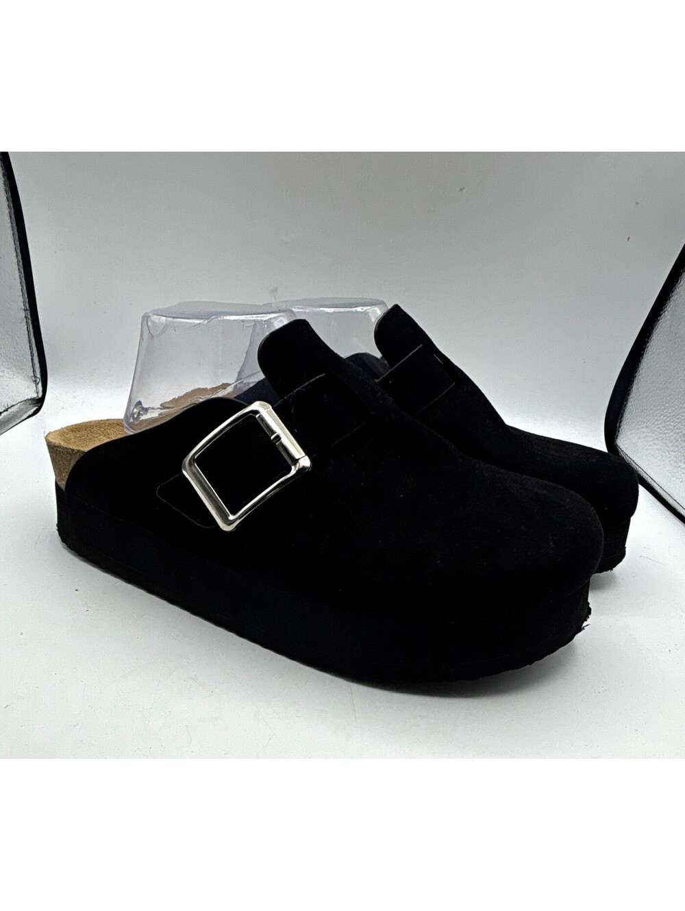 Madden Girl CUTIEPIE Women Black Textile Clog Mule Buckle Strap Shoes Size 11M
